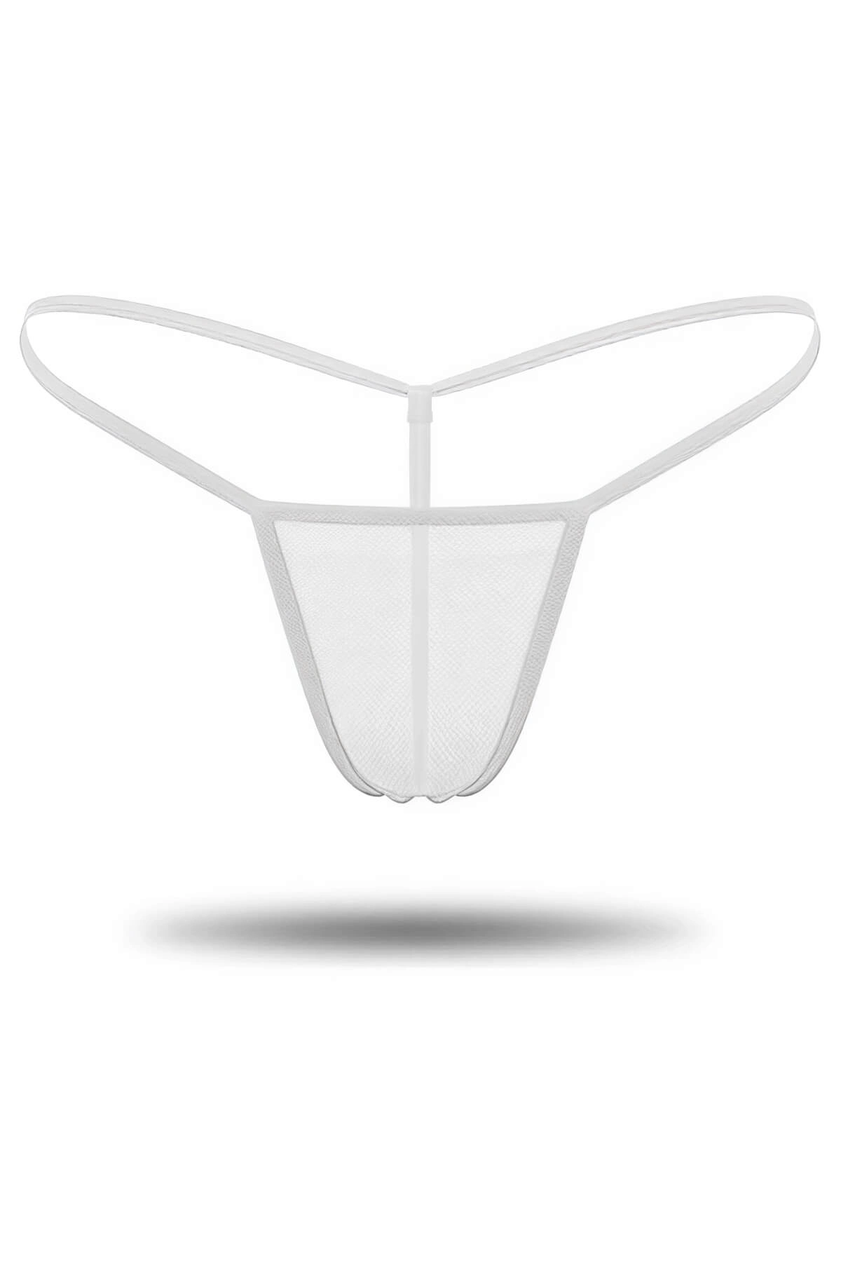 Beyaz Transparan Tül String Tanga TM0368