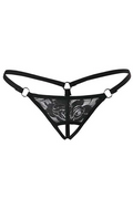 Siyah Dantelli Özel Bölgesi Açık G-String TM1167